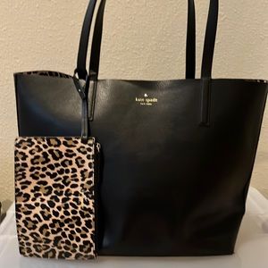 NWOT kate spade Reversible Tote Black and Leopard